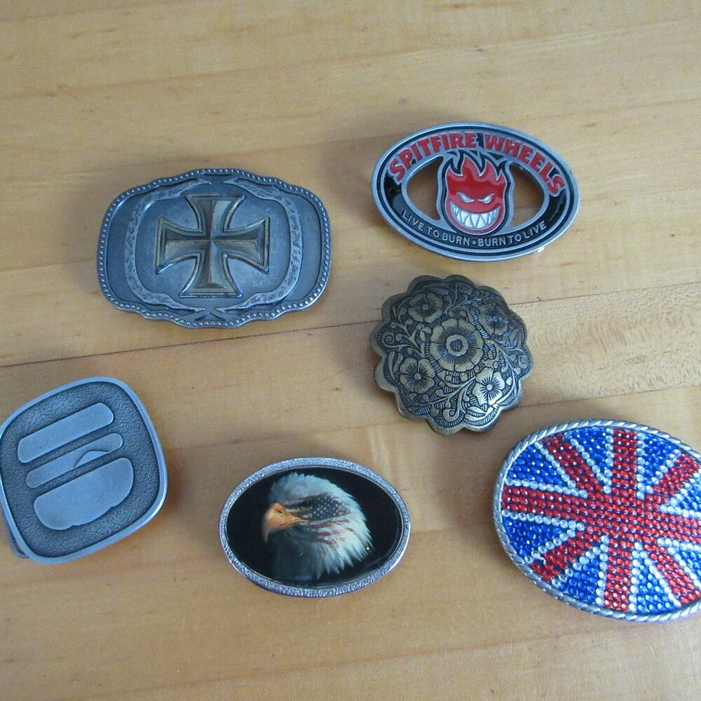 Vintage Lot of 6 Assorted Different Belt Buckles - Picture 2 of 3